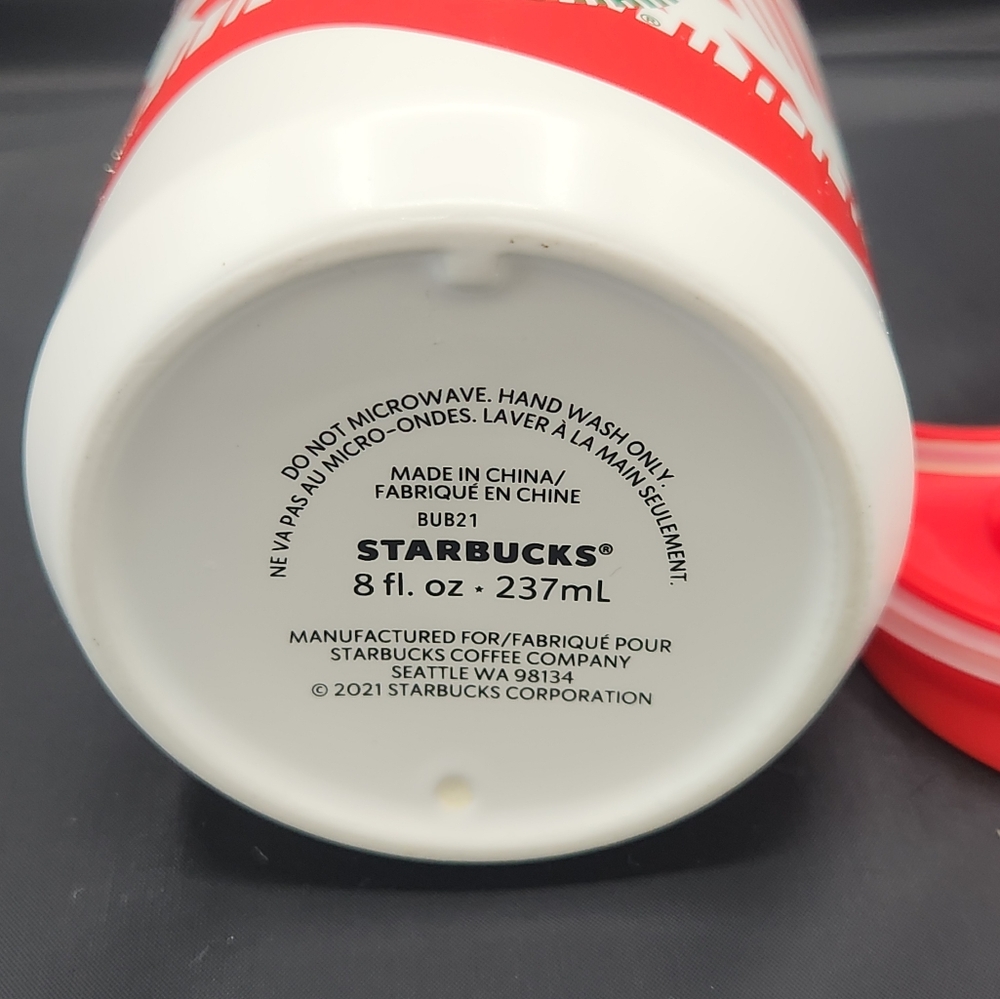 2021 Starbucks Holiday Ceramic Mug with Lid - Picture 8 of 8